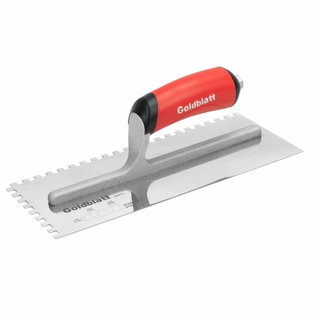 GOLDBLATT Pro Stainless Steel Square-Notch Trowel 1/4 in. x 1/4 in. x 1/4 in. G02413